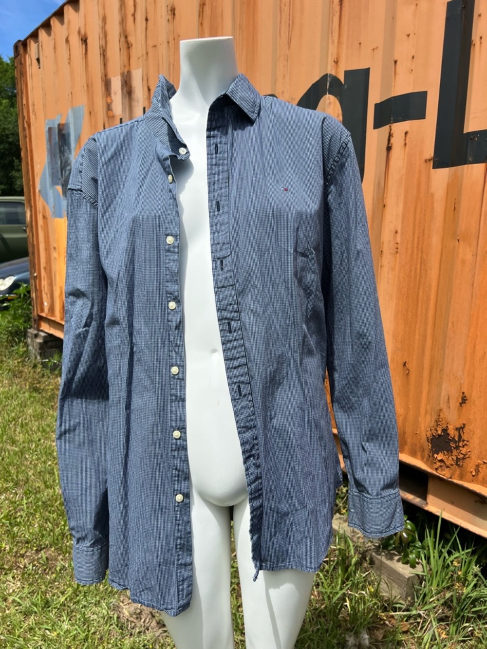 Tommy Hilfiger Blue Pinstripe Men's Button-Up Shirt